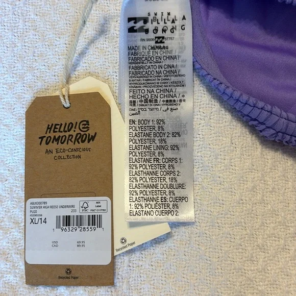 Billabong Summer High Reese and Summer High Rider Violet Cove Bikini size 14 NWT - Picture 9 of 9